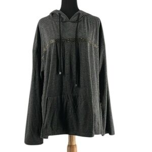 Joseph Ribkoff rhinestone Long Sleeve Pocket Hooded Pullover Sweater  
Size 12